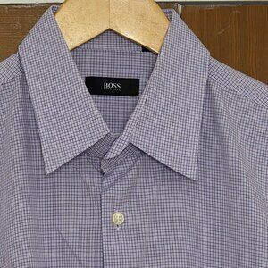 HUGO BOSS Standard Fit  Gray and White Check L/S 16 34/35